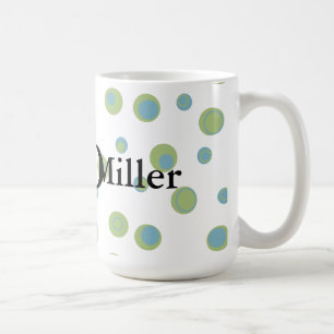 Mug Bleu Vert Pois Monogramme
