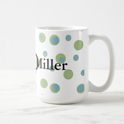 Mug Bleu Vert Pois Monogramme (Droite)