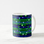 Mug Bleu vert rayures avec étoiles et Raindrops (Devant droit)