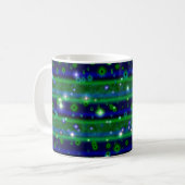 Mug Bleu vert rayures avec étoiles et Raindrops (Devant gauche)