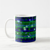 Mug Bleu vert rayures avec étoiles et Raindrops (Gauche)