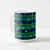 Mug Bleu vert rayures avec étoiles et Raindrops (Devant gauche)