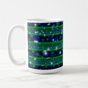 Mug Bleu vert rayures avec étoiles et Raindrops
