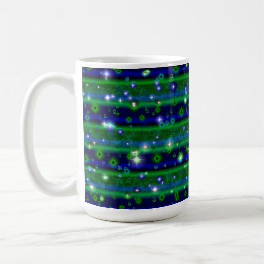 Mug Bleu vert rayures avec étoiles et Raindrops (Gauche)