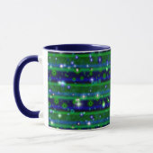 Mug Bleu vert rayures avec étoiles et Raindrops (Gauche)