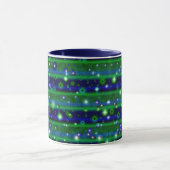 Mug Bleu vert rayures avec étoiles et Raindrops (Centre)