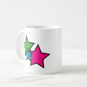 Mug Bleu Vert Rose Noir Étoiles Néon (Devant gauche)