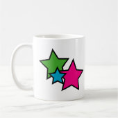 Mug Bleu Vert Rose Noir Étoiles Néon (Gauche)
