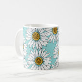 Mug Bleu Vintage marguerite (Devant gauche)