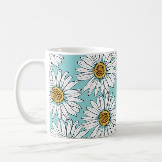 Mug Bleu Vintage marguerite (Gauche)