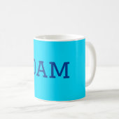 Mug Bleu violet ajouter un nom de texte retour à l'éco (Devant droit)