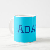 Mug Bleu violet ajouter un nom de texte retour à l'éco (Devant gauche)