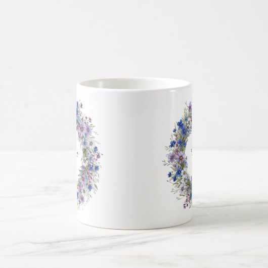 Mug Bleu & Violet Beau Fleur sauvage Wreath Custom (Centre)
