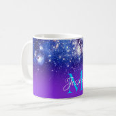 Mug Bleu Violet Étoiles Étincelantes Ombre céleste Mon (Devant gauche)