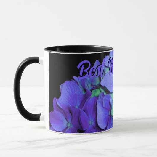 Mug Bleu violet Hydrangeas fleurs violettes, maman (Gauche)