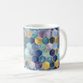 Mug Bleu Violet Menthe Jaune Abstrait (Devant droit)