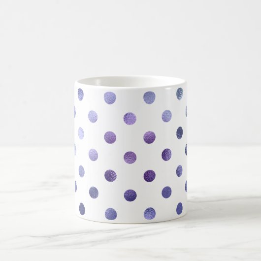 Mug Bleu Violet Métallurique Faux Foil Polka Point (Centre)