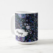 Mug Bleu, Violet & Noir Abstrait, Traits de pinceau & (Devant gauche)