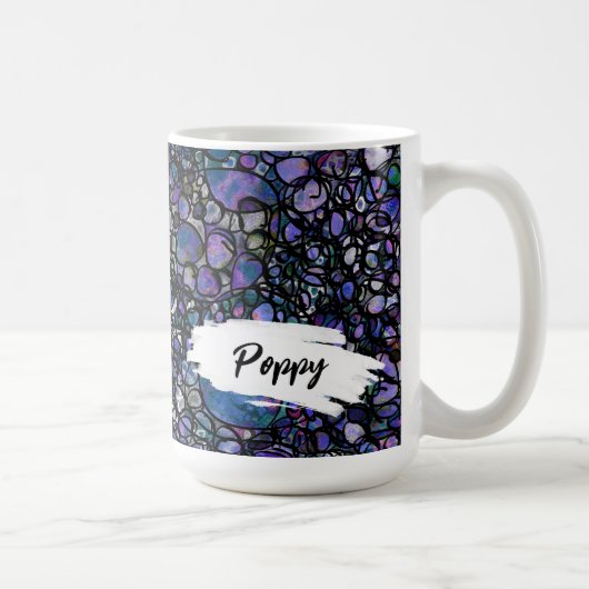 Mug Bleu, Violet & Noir Abstrait, Traits de pinceau & (Droite)