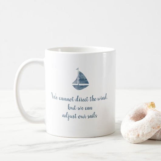 Mug Bleu voilier Ajuster voiles Nautique (Avec donut)