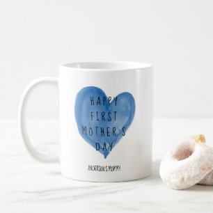 Mug Bleu Watercolor Heart First Mother's Day