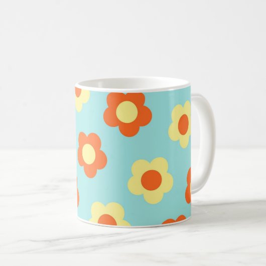 Mug Bleu Y2K Fleur sauvage Bold Retro Spring Cuisine (Devant droit)
