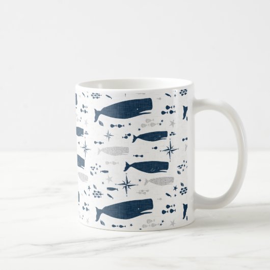 MUG BLEUE BLANCHE DE BALEINE DE SPERME AVEC TEXTURE (Droite)