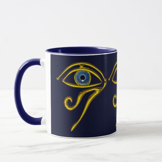 MUG BLEUE TALISMAN / OEIL OR HORUS (Gauche)
