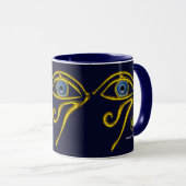 MUG BLEUE TALISMAN / OEIL OR HORUS (Devant droit)