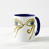 Mug BLEUE TALISMAN / OR HORUS OEIL Blanc (Devant droit)
