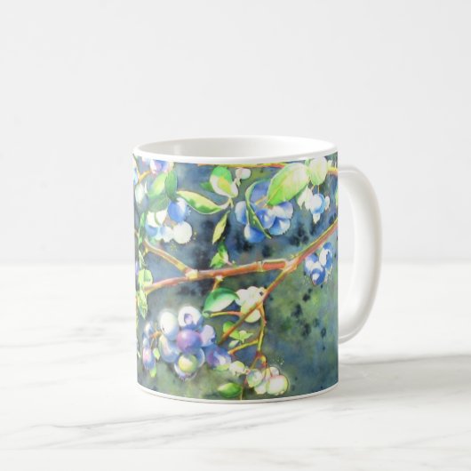 Mug Bleuets, fruit romantique Peinture d'aquarelle (Devant droit)