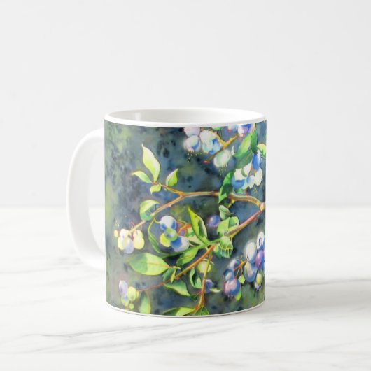 Mug Bleuets, fruit romantique Peinture d'aquarelle (Devant gauche)