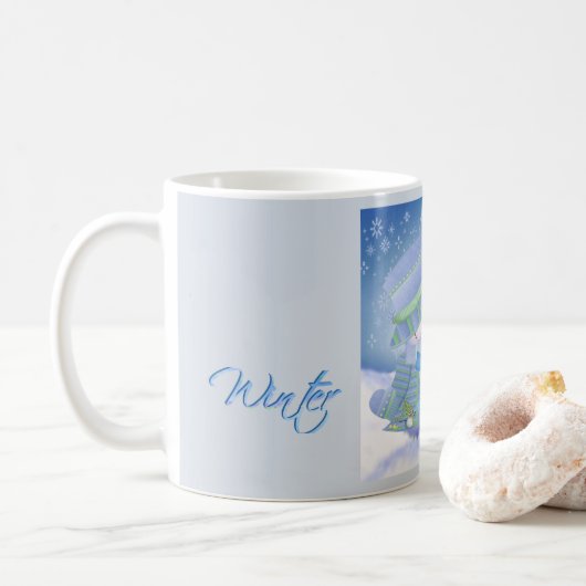 Mug Bleus d'hiver de Noël (Avec donut)