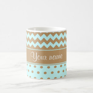 Mug Bleus layette chics de pois de chevrons de chameau