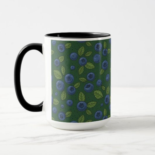 Mug Bleus sur vert foncé (Gauche)