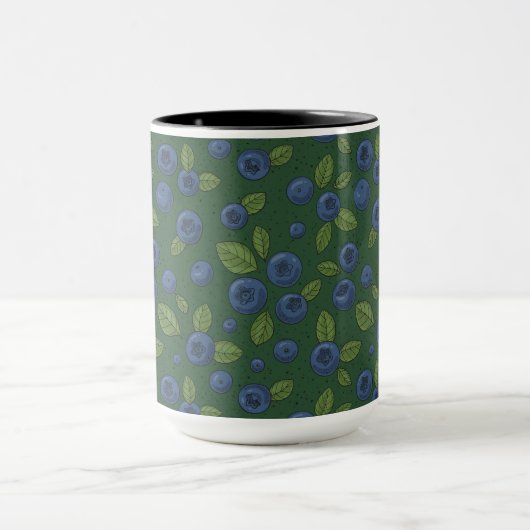 Mug Bleus sur vert foncé (Centre)