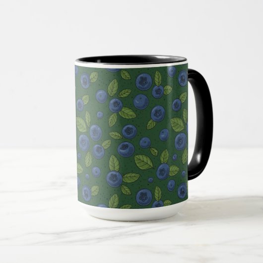 Mug Bleus sur vert foncé (Devant droit)