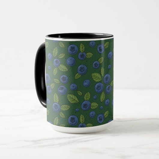 Mug Bleus sur vert foncé (Devant gauche)