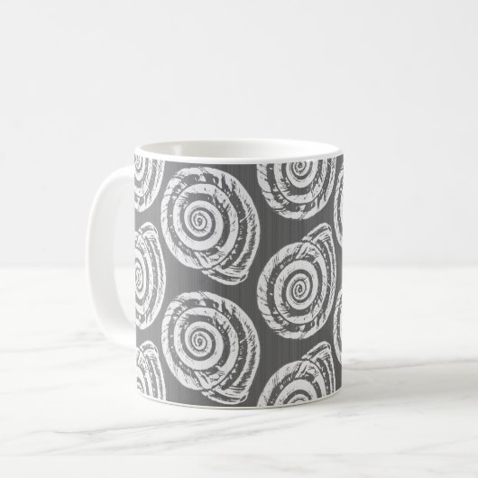 Mug Bloc de coquillages spiraux Impression, gris et bl (Devant gauche)