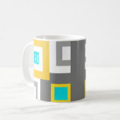 Mug Bloc de couleur géométrique blanc gris-jaune Aqua (Devant gauche)
