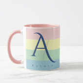 Mug Bloc de couleur pastel moderne initial et nom pers (Gauche)