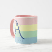 Mug Bloc de couleur pastel moderne initial et nom pers (Devant gauche)