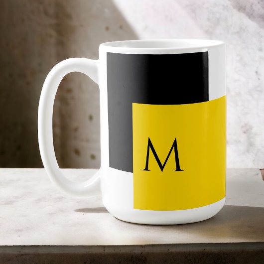Mug Bloc de couleur simple minimal avec initiale de mo