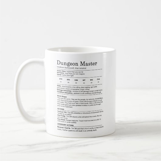 Mug Bloc de statistiques du Maître de Donjon (Gauche)