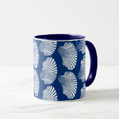 Mug Blocage de coquille de saint Jacques, bleu et blan (Devant droit)