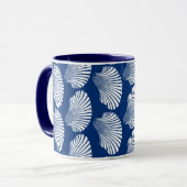 Mug Blocage de coquille de saint Jacques, bleu et blan (Devant gauche)