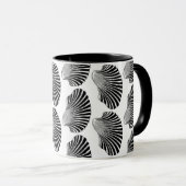 Mug Blocage de coquille de saint Jacques, noir et blan (Devant droit)
