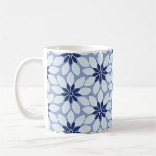 Mug Blocage Imprimer Carrelage Fleurs bleues
