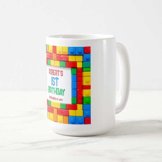 Mug Blocs de construction Anniversaire (Devant droit)