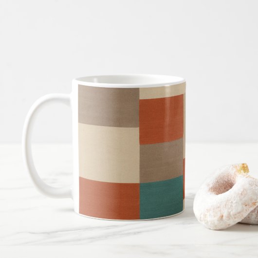 Mug Blocs Géométriques Modernes Sarcelle & Beige (Avec donut)
